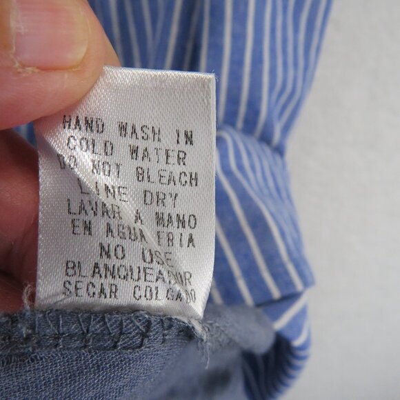 Entro Dress Womens Medium Blue White Striped Sleeveless Embroidered Boho Cotton - Picture 9 of 9